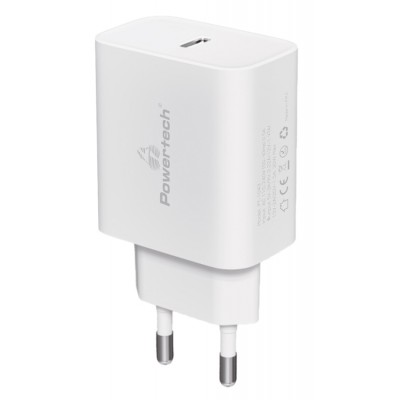POWERTECH φορτιστής τοίχου PT-1043, USB-C, PD QC3.0, GaN, 30W, λευκός