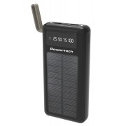 POWERTECH ηλιακό power bank PT-1084 με καλώδια & οθόνη, 20000mAh, μαύρο