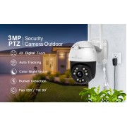 POWERTECH smart κάμερα PT-1086, 4MP, 4x digital zoom, Wi-Fi, PTZ, IP65