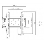 POWERTECH επιτοίχια βάση PT-1126 για τηλεόραση 23-43", έως 45kg