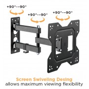 POWERTECH επιτοίχια βάση τηλεόρασης PT-1129, 23-43", έως 30kg, full motion