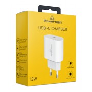 POWERTECH φορτιστής τοίχου PT-1150, USB-C, 12W, λευκός