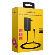 POWERTECH φορτιστής laptop PT-1156, USB-C PD, universal, 65W, μαύρος