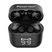 POWERTECH earphones με θήκη φόρτισης PT-1227, TWS, ENC, 30/480mAh, μαύρα