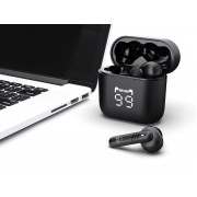 POWERTECH earphones με θήκη φόρτισης PT-1227, TWS, ENC, 30/480mAh, μαύρα