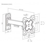 POWERTECH επιτοίχια βάση PT-1277 για τηλεόραση 13-32", full motion, 20kg