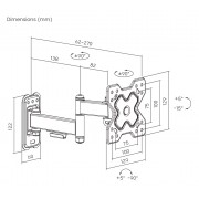 POWERTECH επιτοίχια βάση PT-1278 για τηλεόραση 13-32", full motion, 20kg