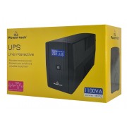 POWERTECH UPS Line Interactive PT-1296 με οθόνη, 1100VA, 660W, 2x Schuko