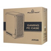 POWERTECH Gaming PC Case PT-1309, tempered glass, 4x ARGB fan, ATX, 340x200x436mm, μαύρο