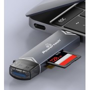 POWERTECH card reader PT-1343 για SD & micro SD, USB 3.2, 5Gbps, γκρι