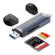 POWERTECH card reader PT-1343 για SD & micro SD, USB 3.2, 5Gbps, γκρι