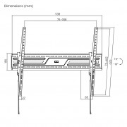 POWERTECH επιτοίχια βάση PT-1368 για τηλεόραση 43-100", έως 75kg, ρυθμιζόμενη κλίση