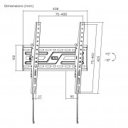 POWERTECH επιτοίχια βάση PT-1372 για τηλεόραση 32-75", έως 75kg, ρυθμιζόμενη κλίση