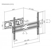 POWERTECH επιτοίχια βάση τηλεόρασης PT-1389, 37-80", έως 40kg, full motion