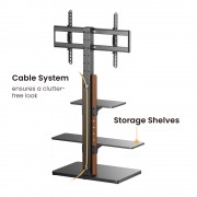 POWERTECH βάση τηλεόρασης δαπέδου PT-1422, 32-75", έως 40kg, με ράφια