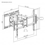 POWERTECH επιτοίχια βάση τηλεόρασης PT-1423, 37-90", 75kg, heavy duty, full motion
