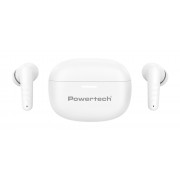 POWERTECH earphones με θήκη φόρτισης PT-1432, True Wireless, 35/300mAh, λευκά