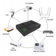 POWERTECH mini DC UPS PT-1435, 36W, 10400mAh, 3x DC, USB/LAN/POE, μαύρο
