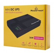 POWERTECH mini DC UPS PT-1435, 36W, 10400mAh, 3x DC, USB/LAN/POE, μαύρο