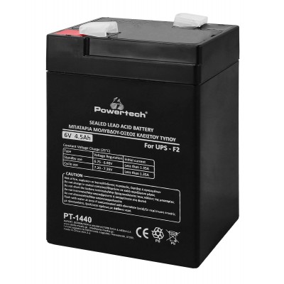 POWERTECH μπαταρία μολύβδου PT-1440 για UPS, 6V 4.5Ah, F2