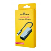 POWERTECH αντάπτορας δικτύου PT-1455, USB-C, 1000Mbps Ethernet, γκρι