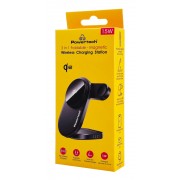 POWERTECH ασύρματος φορτιστής PT-1491, 3 σε 1, Qi2, 15W, μαύρος