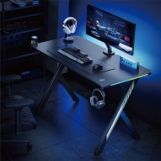 POWERTECH gaming γραφείο PT-1498 με RGB φωτισμό, 120x60x75cm, μαύρο