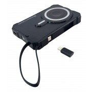 POWERTECH ηλιακό power bank PT-1505 με καλώδιο & φακό, 10000mah, magnetic wireless, 35W, μαύρο