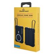 POWERTECH ηλιακό power bank PT-1505 με καλώδιο & φακό, 10000mah, magnetic wireless, 35W, μαύρο