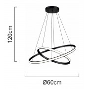 POWERTECH LED φωτιστικό οροφής PT-1527, 40W, 4000K, Φ60x120cm, μαύρο