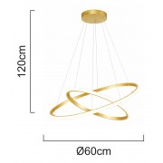 POWERTECH LED φωτιστικό οροφής PT-1528, 40W, 4000K, Φ60x120cm, χρυσό