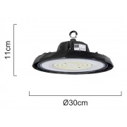 POWERTECH LED φωτιστικό καμπάνα PT-1531, 100W, 6500K, Φ30x11cm, IP65, μαύρο