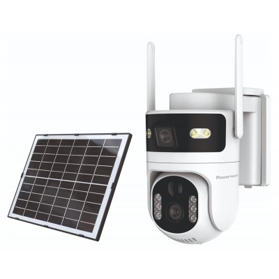 POWERTECH smart ηλιακή κάμερα PT-1547, dual lens, 4MP, 4G, PTZ, SD, IP65
