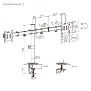 POWERTECH βάση γραφείου για 2x οθόνες PT-1552, 17-32", έως 10kg