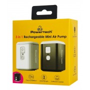 POWERTECH μίνι τρόμπα PT-1553 με φακό, 5W, επαναφορτιζόμενη, λευκή