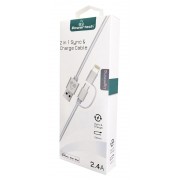 POWERTECH καλώδιο USB σε Micro/Lightning PT-707, MFi, 2.4A, 1m, λευκό