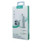 POWERTECH Φορτιστής αυτοκινήτου & καλώδιο Type-C PT-773, 2x USB, 3.4A