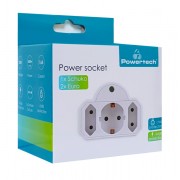 POWERTECH αντάπτορας ρεύματος PT-816, 1x schuko, 2x euro, 16A, λευκός