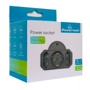 POWERTECH αντάπτορας ρεύματος PT-817, 1x schuko, 2x euro, 16A, μαύρος