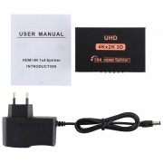 POWERTECH HDMI splitter PTH-048, 4 σε 1, 4K/60Hz, μαύρο