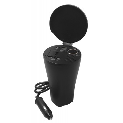 POWERTECH inverter αυτοκινήτου PTL-022, 150W, 12V DC σε 220V AC, με USB/USB-C