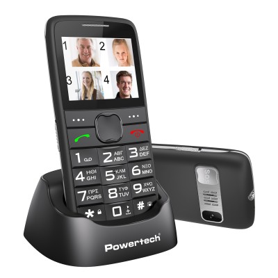 POWERTECH κινητό τηλέφωνο Sentry Eco V2 PTM-18, dual SIM, πλήκτρο SOS, μαύρο
