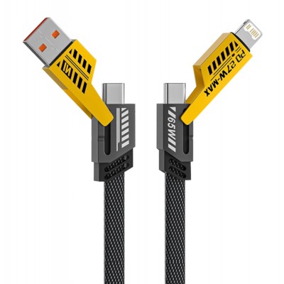 POWERTECH καλώδιο USB-C/USB σε USB-C/Lightning PTR-0164, 65W, 480Mbps, 1m, μαύρο