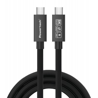 POWERTECH καλώδιο USB-C PTR-0165, USB4, 240W, 40Gbps, 8K/60Hz, 1m, μαύρο
