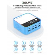 RELIFE σταθμός φόρτισης Q2, 4x USB-C & 4x USB, 120W, GaN, μπλε