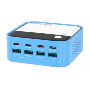 RELIFE σταθμός φόρτισης Q2, 4x USB-C & 4x USB, 120W, GaN, μπλε