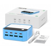 RELIFE σταθμός φόρτισης Q2, 4x USB-C & 4x USB, 120W, GaN, μπλε