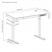 BRATECK ηλεκτρικό γραφείο S08-22DSWW με συρτάρι, 118x60x72~120cm, μαύρο