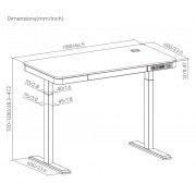 BRATECK ηλεκτρικό γραφείο S08-22DSWW με συρτάρι, 118x60x72~120cm, λευκό