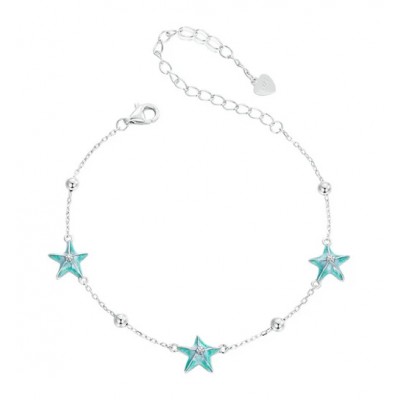 BAMOER βραχιόλι SCB276, σχήμα κοχύλι, ασήμι 925, ασημί/βεραμάν